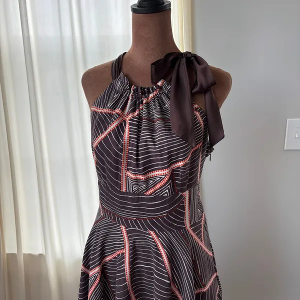 90s Vintage Steve Madden Halter Dress Size 10 Cotton Silk Boho Chic Retro Preppy - Image 7