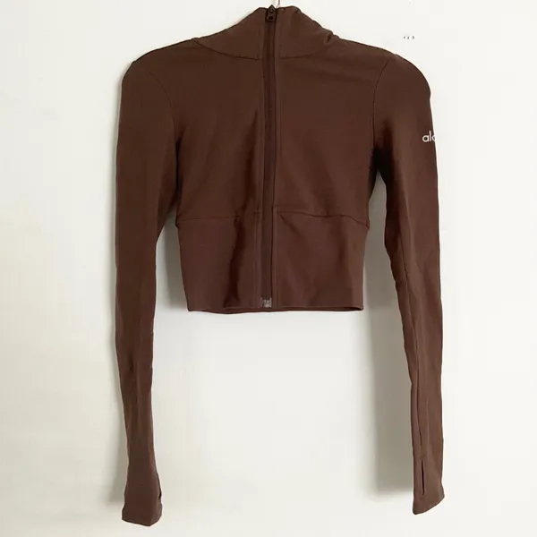 Alo Yoga Sway Full Zip Hoodie Brownstone XS - Image 8