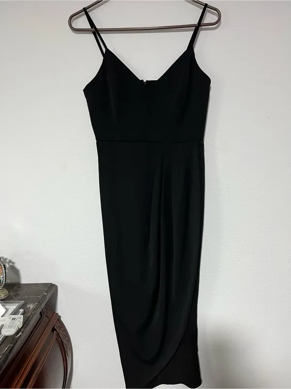 Lulu's Black Spaghetti Strap Wrap Midi Dress - Image 9