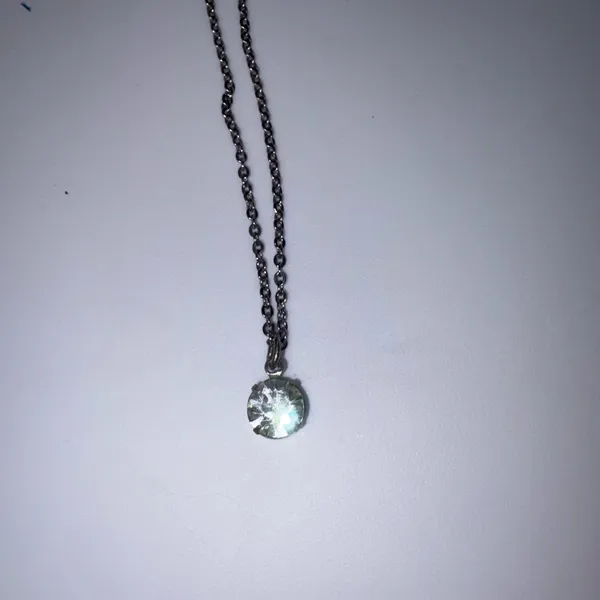 Silver Circular Rhinestone Pendant Necklace - Image 2