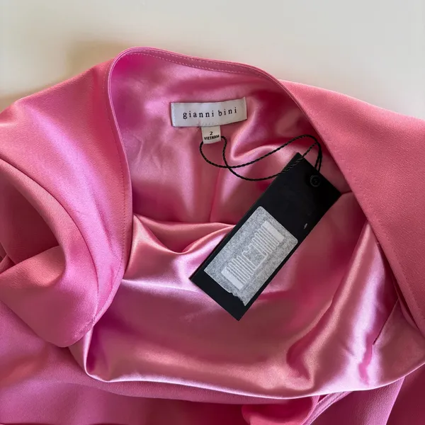 Gianni Bini Peyton Satin Mini Draped Sheath Dress Women’s Size 2 Pop Pink NWT - Image 6