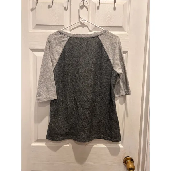 Converse One Star Womens Gray Colorblock Raglan 3/4 Sleeve Baseball Tee Large‎ - Image 5