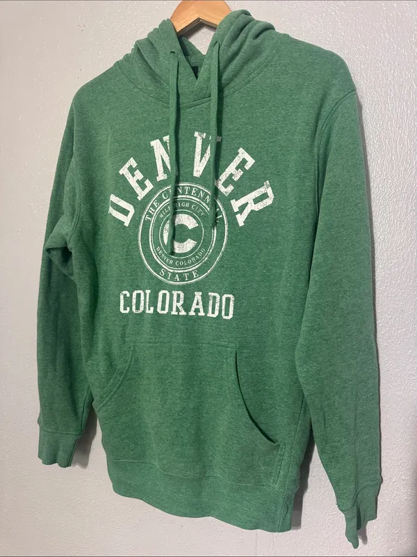 Point Sportswear Denver Colorado Green Graphic Hoodie Small - Image 2