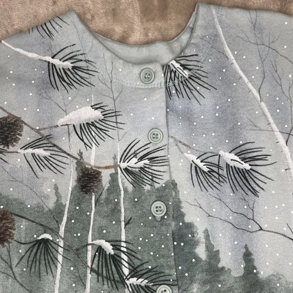 Vintage Artisans Deer Winter Scenic Cardigan Small Woodland Cabincore Pockets - Image 8