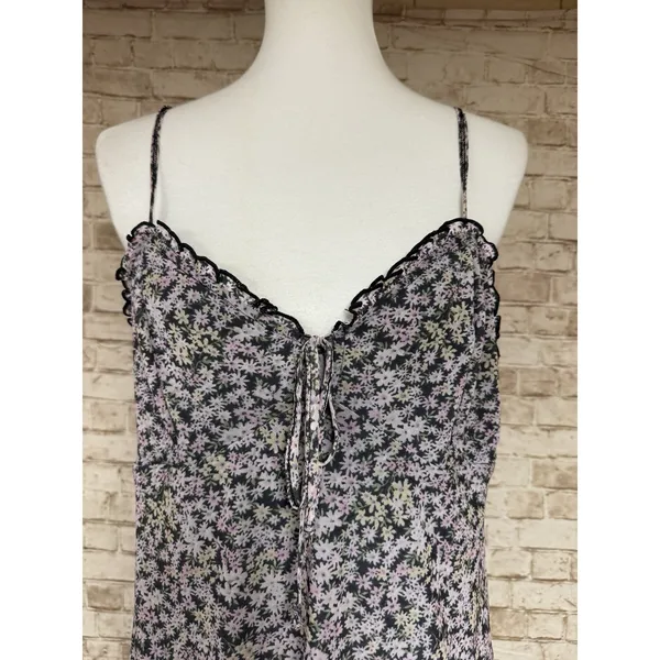 American Eagle Dress L Floral Slip Dress Pink Black‎ Spaghetti Strap Mini - Image 5