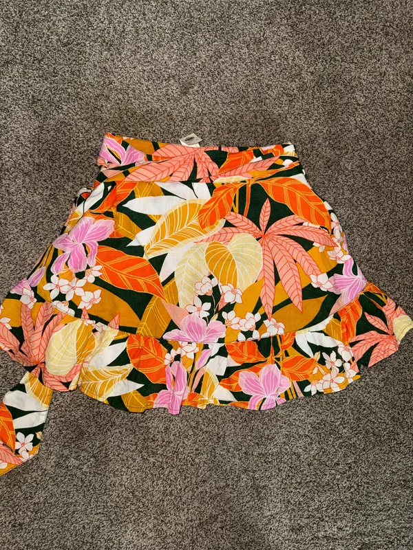 Aerie Tropical Floral Ruffle Wrap Mini Skirt - Image 2
