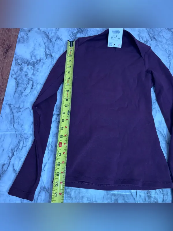 Zara Long Sleeve Boatneck Shirt Top Plum Size medium NWT minimalist classic - Image 5