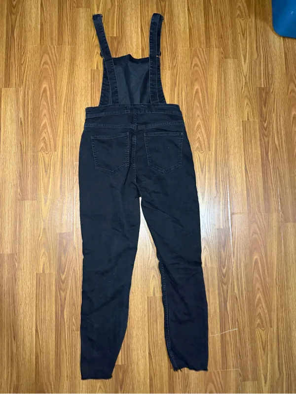 Madewell Cross Back skinny overalls black minimalist boho size medium - Image 4