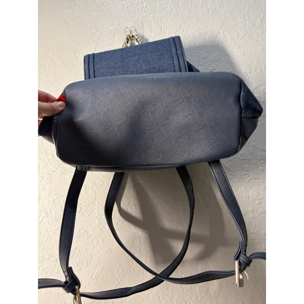 GUESS Blue Denim Backpack Bag Roses Casual Boho - Image 3