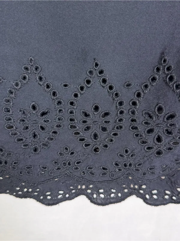 Abercrombie & Fitch Women’s L Black Eyelet Cold Shoulder Blouse Y2K Boho Cottage - Image 3