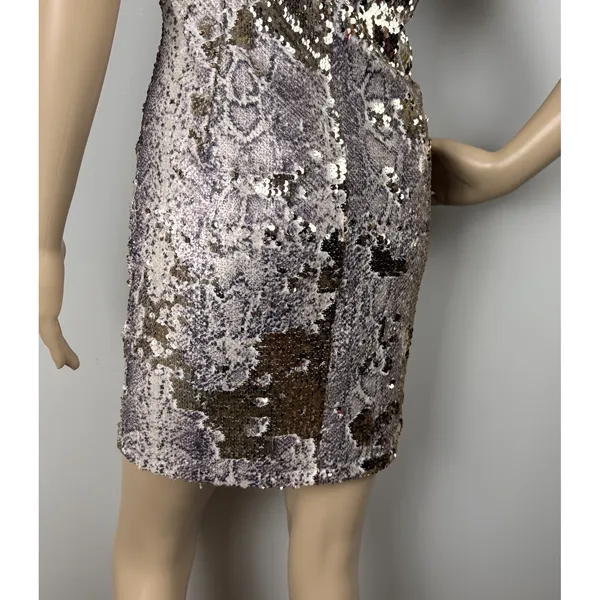 Fab'rik Bodycon Sequins Snakeskin Mini‎ Dress Sz S Cocktail Party Club Sexy Date - Image 10