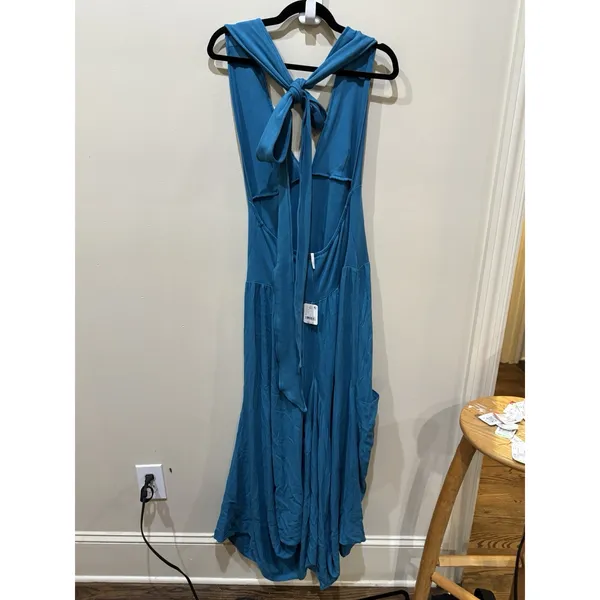 Free People Hinata Convertible Midi Dress Size Medium Halter Blue - Image 5