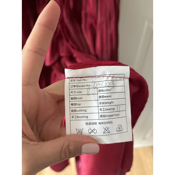 Red Tiered Ruffle Dress With Straps Size 8 - Image 7
