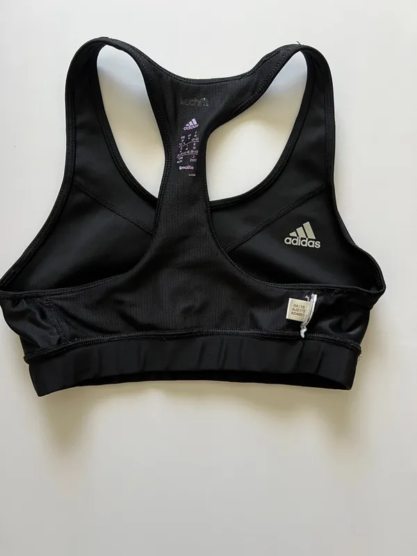 adidas Black Racerback Performance Sports Bra with Logo - Image 6