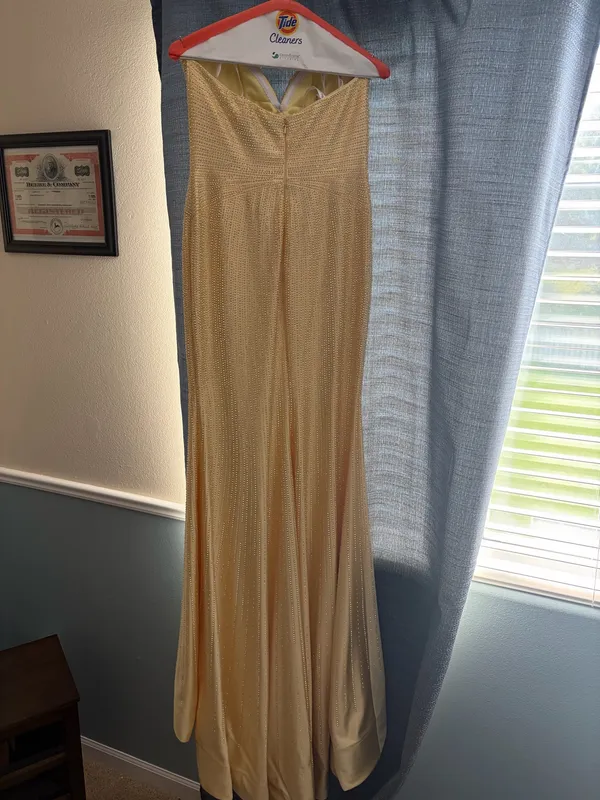 Sherri Hill Prom Dress Yellow Sparkly Long - Image 2