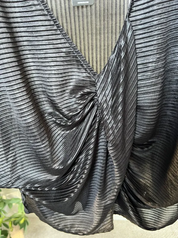 Sheer Black Ribbed Dress Top - Image 8