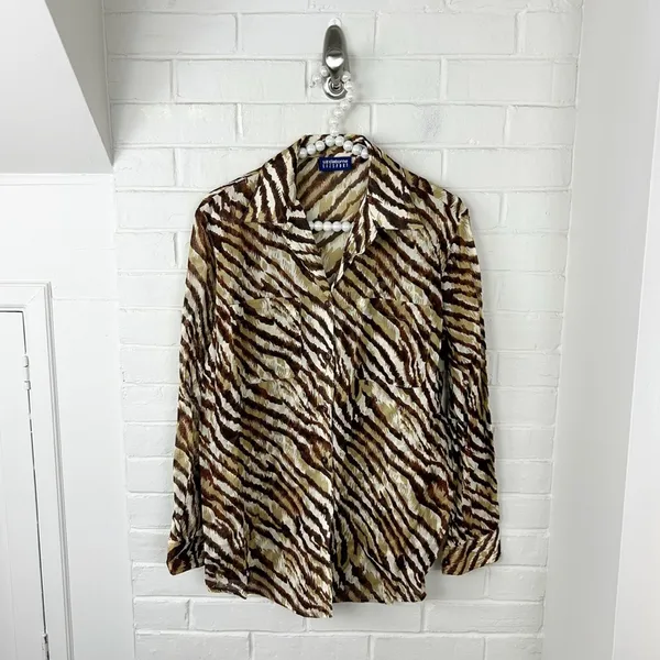 Vintage Liz Claiborne Liz Sport Animal Print Button Down Shirt Size S - Image 2