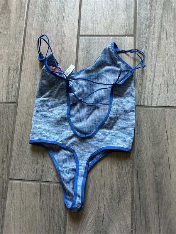 BDG Light Blue Ribbed Bodysuit with Royal Blue Trim - Image 5