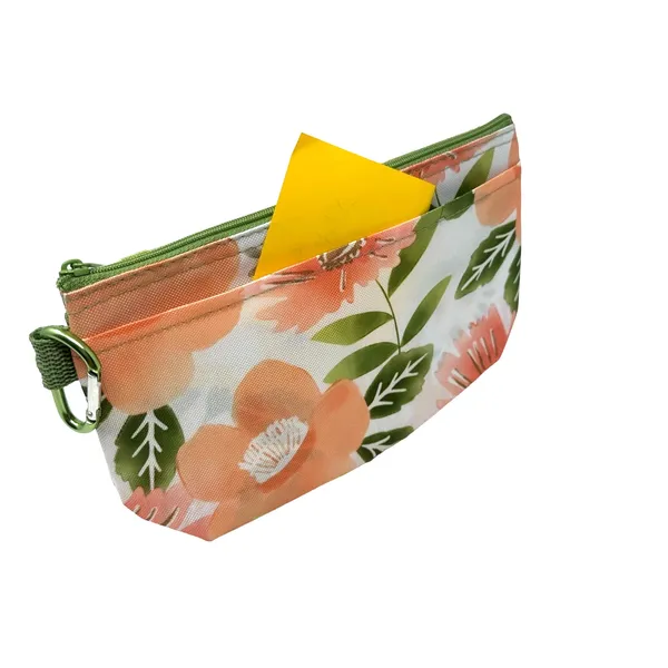 Thirty One Gifts White‎ & Pink Floral Makeup Bag Zipper Transparent Pouch Travel - Image 4