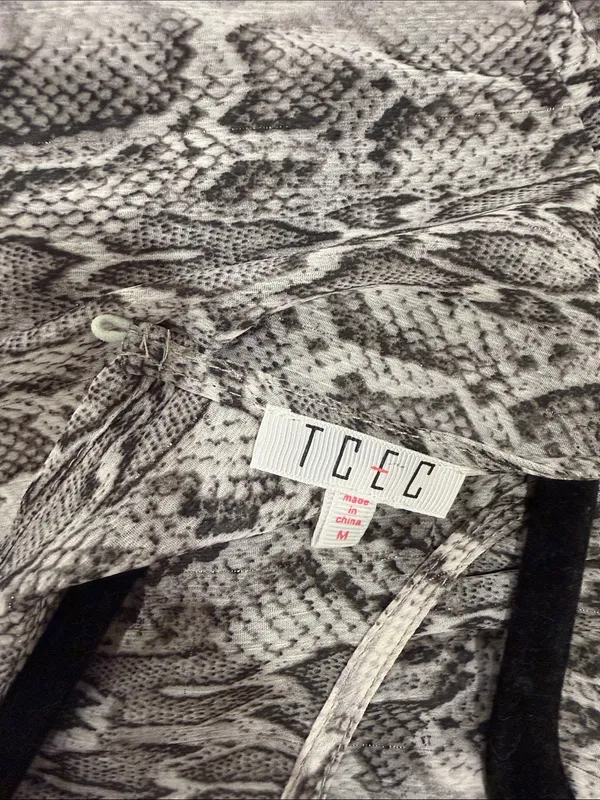 TCEC Snake-Print Tiered Blouse - Black & White - Image 2