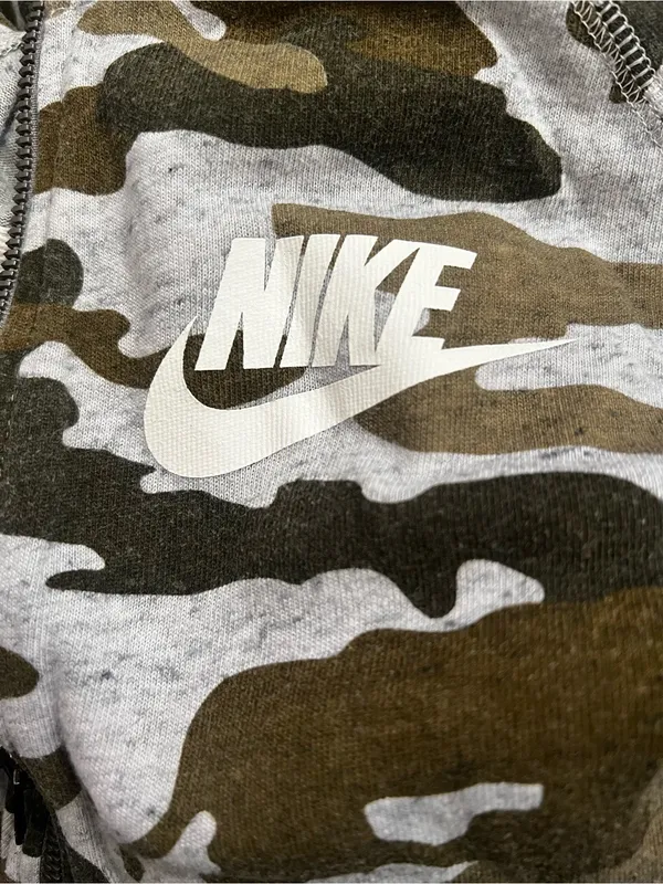 Nike Gym Vintage Camo Full Zip Hoodie Jacket Womens Small Green Black Y2K - Image 6