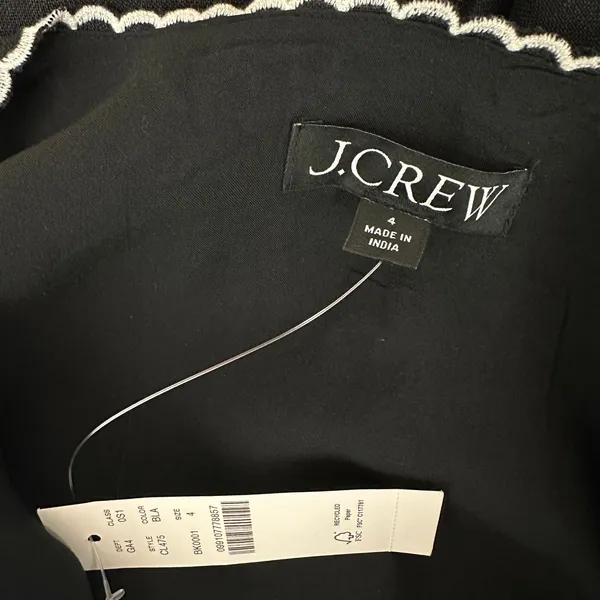 J.Crew Embroidered Linen Shift Dress Mini Boho Resort Vacation Black US 4 NWT - Image 8