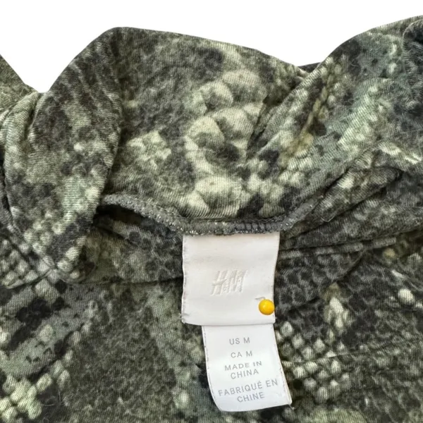H&M Womens Snakeskin Print Turtleneck Long Sleeve Top Grey Green Medium | 0214 - Image 3