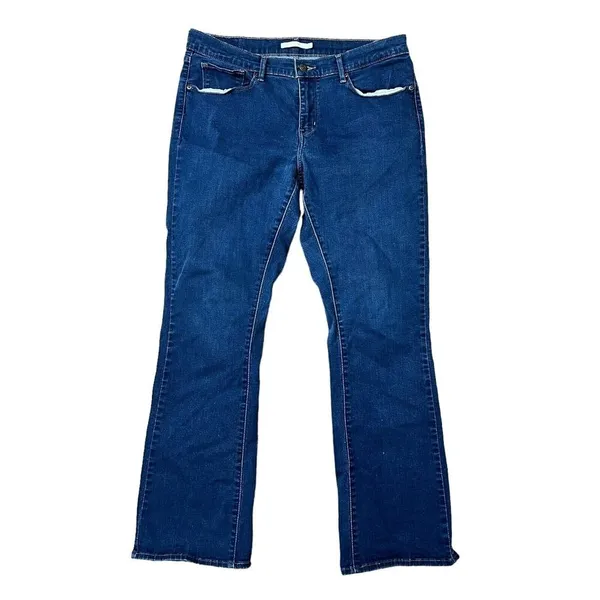 Levi's Sz 33 Curvy Bootcut Jeans‎ Mid Rise Flat Front Stretch Denim Blue Women's - Image 2