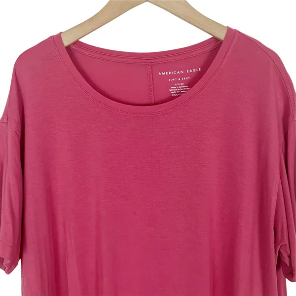 🔥 American Eagle Soft & Sexy Short Sleeve Tee T-Shirt Pink/Coral Size Small - Image 3