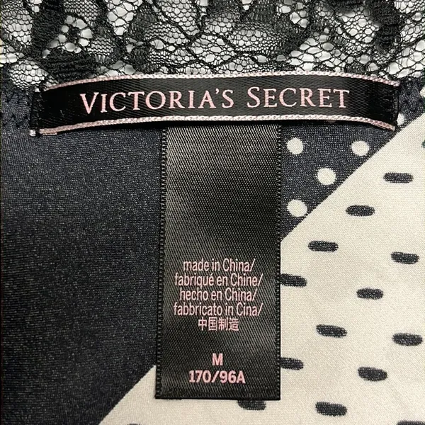 Victoria’s Secret Lace And Blk/Wht/Silver Patchwork Pattern Adjustable Cami- Med - Image 11