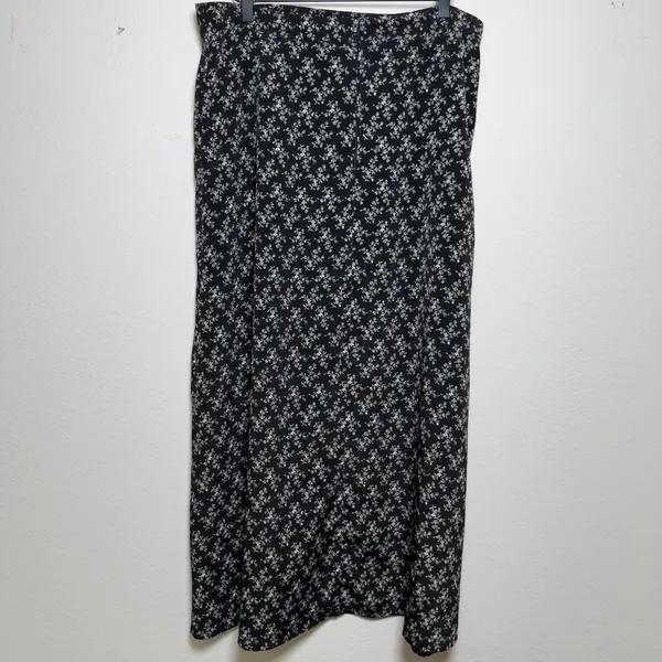 VTG 90s Women‎ Fairy Indie Grunge Maxi Skirt Large Black Ditsy Floral USA Made - Image 5