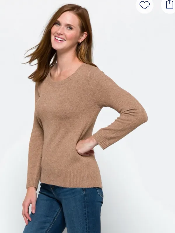 Market & Spruce Heathered Brown Scoop Neck Sweater size small. - Image 3