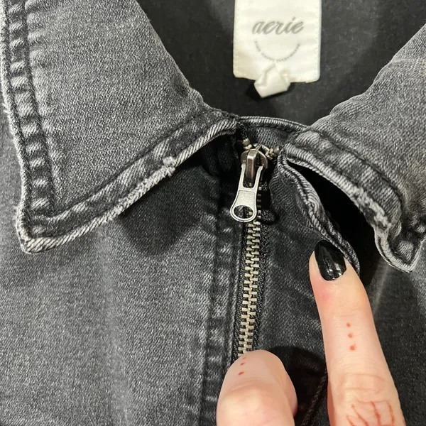 Aerie Denim Jumpsuit in Charcoal Gray Utility Size Large - Image 6