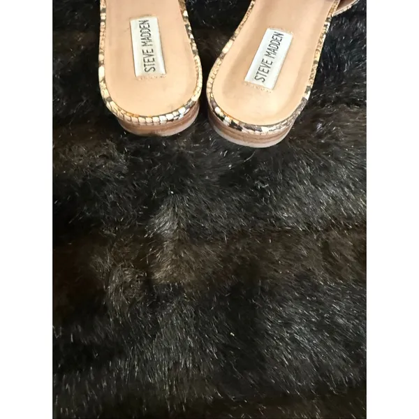 STEVE MADDEN Ally Snake Embossed Studded Mules Tan Womens 10 - Image 3