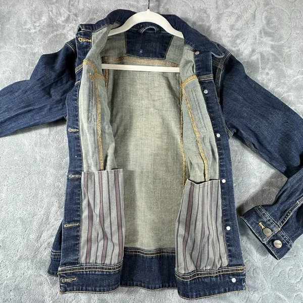 Carhartt Jacket Trucker Brewster Dark Wash Denim Jacket Womens Medium Western - Image 10