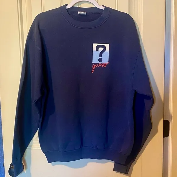 Vintage 90s Guess Blue Long Sleeve Crew Neck Sweatshirt - Image 2