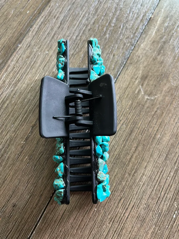 Handmade western turquoise claw clip Blue - Image 2