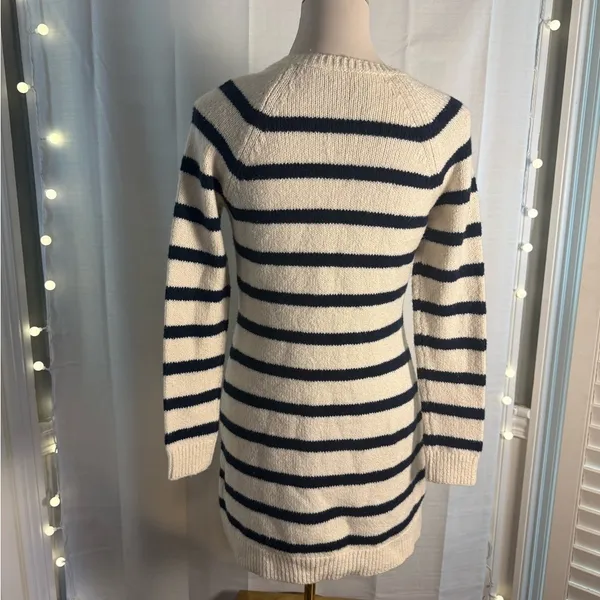 Abercrombie & Fitch Blue and White Crew Neck Sweater Dress Small - Image 3