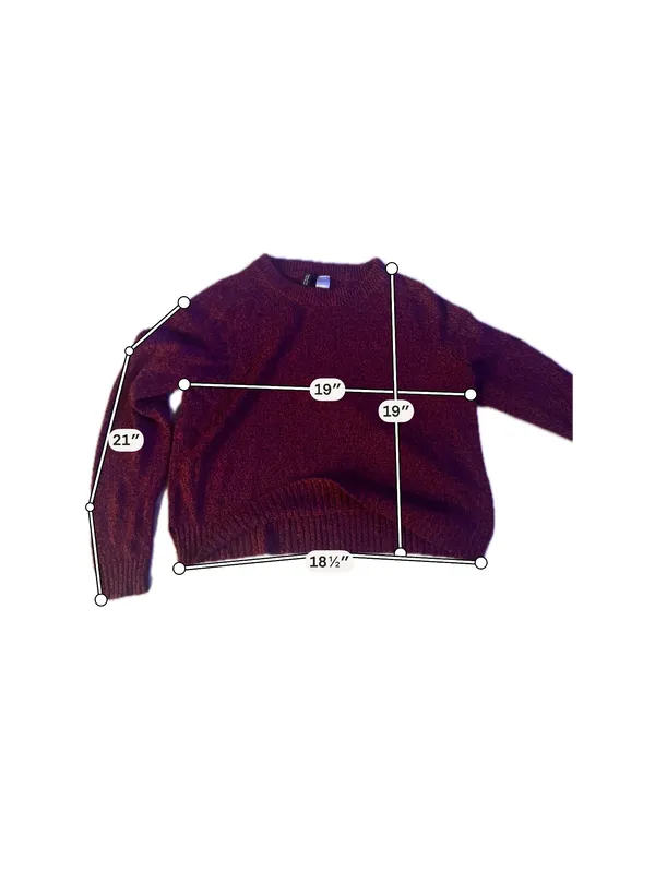 Divided by H&M Burgundy Knit Sweater, Size Small - Image 5