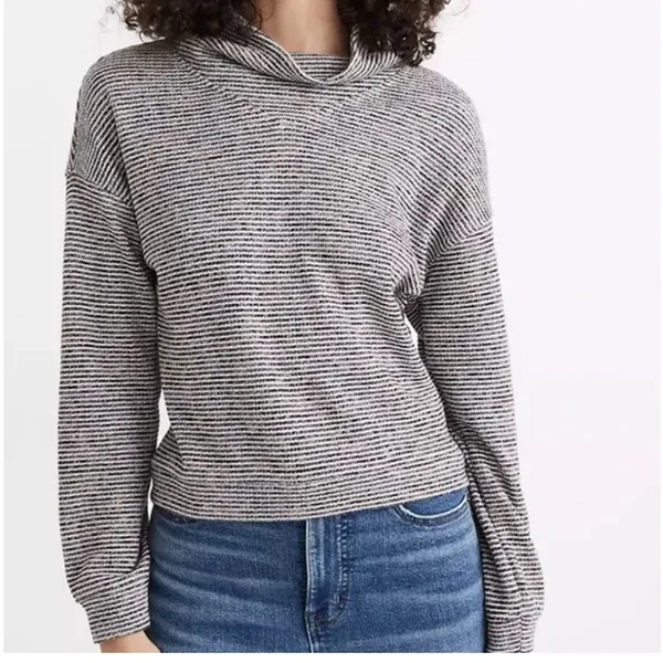 Madewell Women's Rainbow Rib Long Sleeve Textured Turtleneck Mockneck Top Size M - Image 2