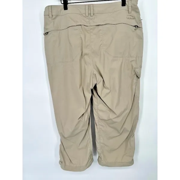 L.L. Bean Pants‎ Womens L Tan Hiking Capri Comfort Trail Cropped Cargo Outdoor - Image 4