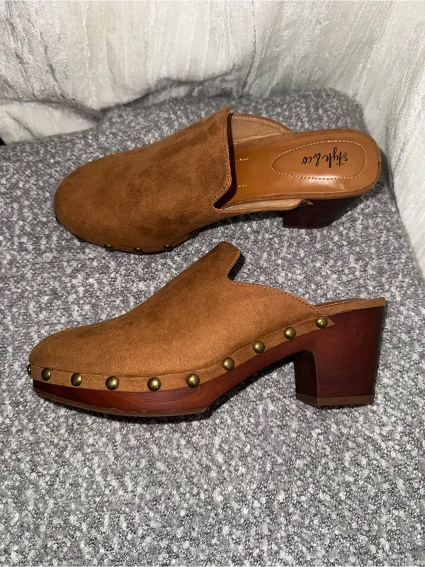 Style & Co. Tan Suede Slip-On Mule Slides - Image 4
