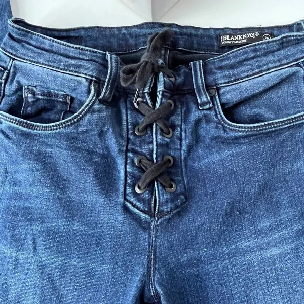 BlankNYC Skinny Lace UP Fly Womens Jeans Size 26 Tie Closure Y2K Grunge - Image 3