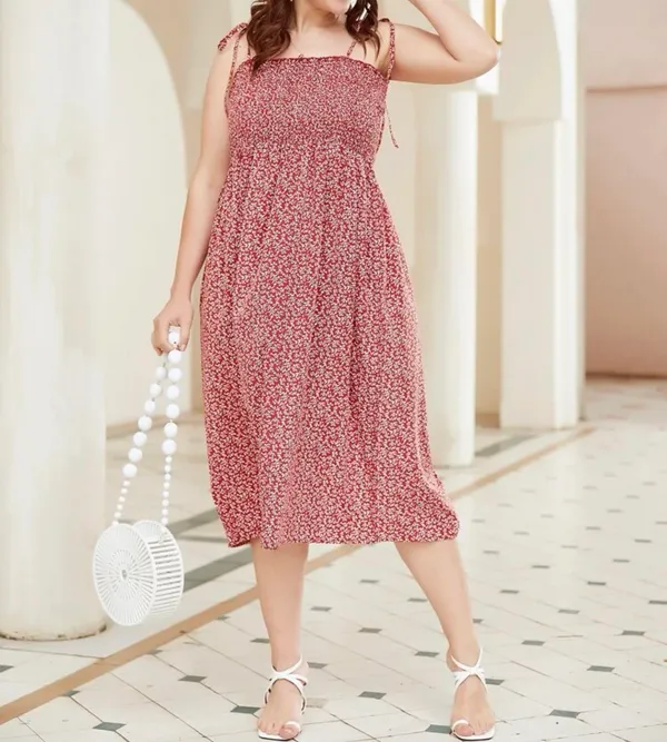 Plus Ditzy Floral Shirred Cami Dress - Image 4