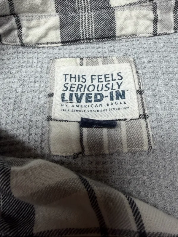 American Eagle Outfitters Black and White Plaid Button-Down Shirt - Image 6