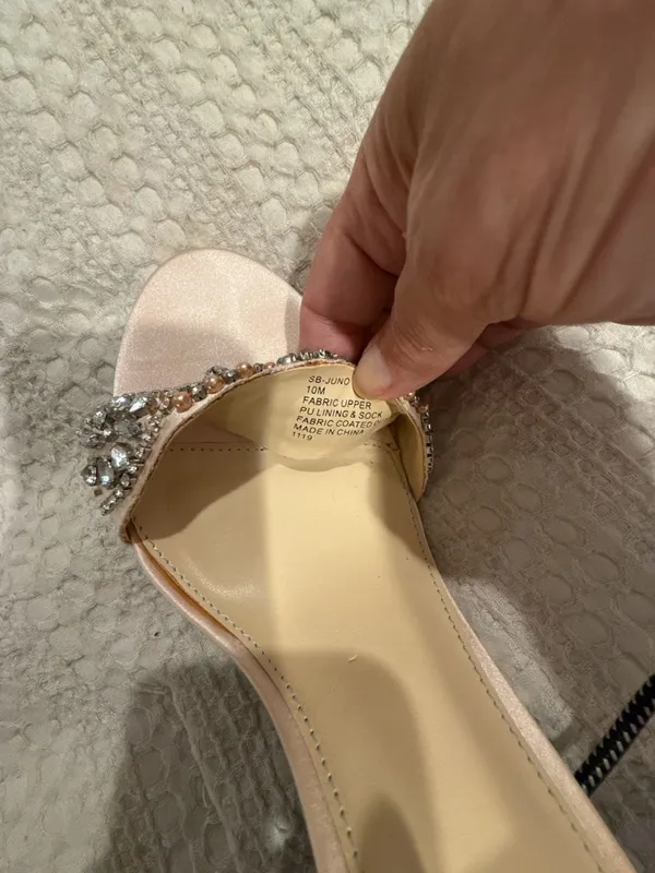 Blue by Betsey Johnson Gina Champagne Satin Rhinestone Ankle Strap Heels - Image 12