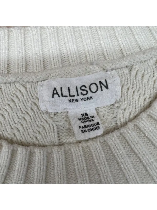 Allison Cecile Cream Ribbed Sweater Puff Sleeves Size XS Coquette Balletcore - Image 8