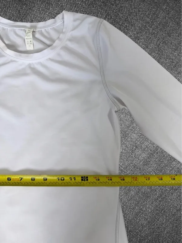 White Long Sleeve Performance Athletic Base Layer Size L - Image 5