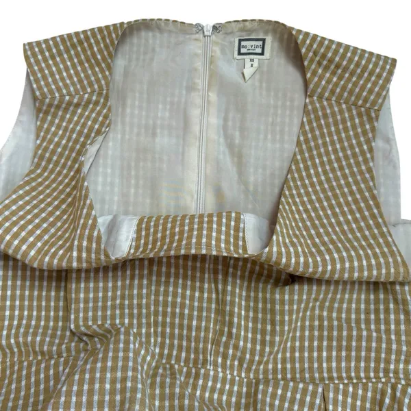 mo:vint Yellow Grey‎ Checkered Square Neck Midi Dress Summer Cottagecore L - Image 11