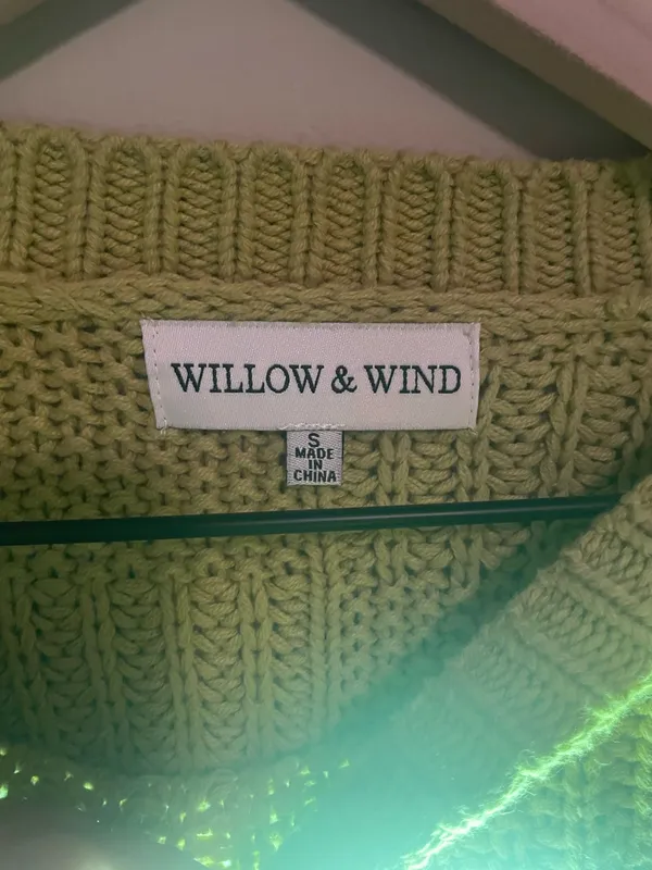 Willow + Root Chartreuse Cropped Sweater Small - Image 2